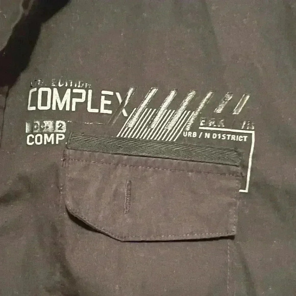 ProJek Raw Men's Sz L Zip Pocket Button Front Shirt Black With Grommets - Picture 4 of 5